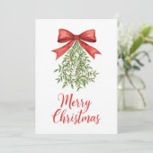 Waterverf Mistletoe Prettig Kerstfeest Feestdagenkaart (Staand voorkant)