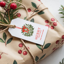 Waterverf Mistletoe Prettig Kerstmis Rode Strik