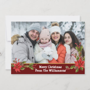 Waterverf Mistletoe Red Band met kerstfoto Feestdagenkaart