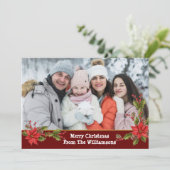 Waterverf Mistletoe Red Band met kerstfoto Feestdagenkaart (Staand voorkant)