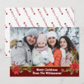 Waterverf Mistletoe Red Band met kerstfoto Feestdagenkaart (Voorkant / Achterkant)