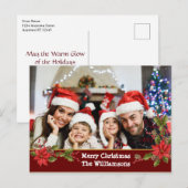 Waterverf Mistletoe Red Band met kerstfoto Feestdagenkaart (Voorkant / Achterkant)