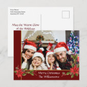 Waterverf Mistletoe Red Gold Lijst Foto Feestdagenkaart (Voorkant / Achterkant)