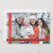 Waterverf Mistletoe Red Ribbon Lijst Kerstmis Feestdagenkaart (Voorkant)