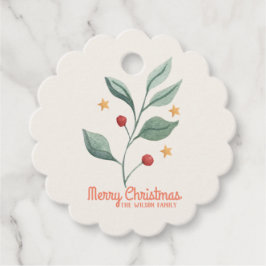 Waterverf mistletoe Star Kerstkerst Favor Tags Bedankjes Labels