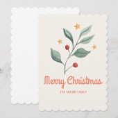 Waterverf mistletoe Star Kerstmis Feestdagenkaart (Voorkant / Achterkant)