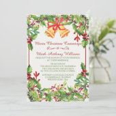 Waterverf Mistletoe Vakantie Huwelijksuitnodiging Kaart (Staand voorkant)