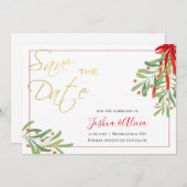 Waterverf Mistletoe | Vakantieduur Save The Date (Voorkant / Achterkant)