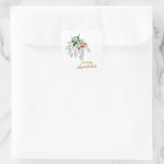 Waterverf Mistletoe Vierkante Sticker (Tas)