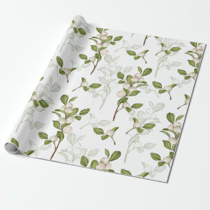Waterverf Mistletoe Winter Plant Naadloos Patroon Cadeaupapier