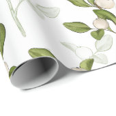 Waterverf Mistletoe Winter Plant Naadloos Patroon Cadeaupapier (Rol Hoek)