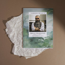 Waterverf Misty Forest begrafenisprogramma Kaart