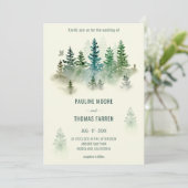 Waterverf Misty Forest Retro Rustieke Bruiloft Kaart (Staand voorkant)