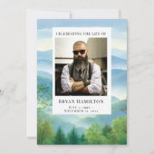 Waterverf Misty Mountains begrafenisprogramma Kaart (Voorkant)