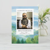 Waterverf Misty Mountains begrafenisprogramma Kaart (Staand voorkant)