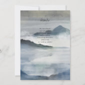 Waterverf Misty Mountains indigo blauw bruiloft Kaart (Achterkant)