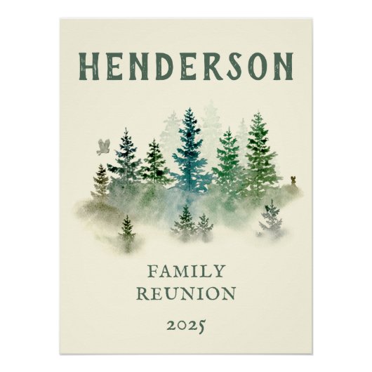 Waterverf Misty Wood Retro Rustiek Perfect Poster (Voorkant)