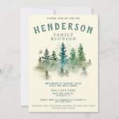 Waterverf Misty Wood Retro Rustieke Familiereünie Kaart (Voorkant)