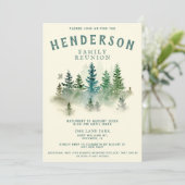 Waterverf Misty Wood Retro Rustieke Familiereünie Kaart (Staand voorkant)