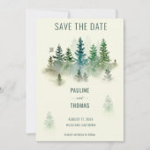 Waterverf Misty Woodland rustieke bruiloft Save The Date (Voorkant)