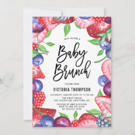 Waterverf Mix Berries Summer Baby shower Brunch Kaart