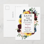 Waterverf Mixed Floral Gold Bewaar de datum Briefkaart (Voorkant / Achterkant)