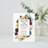 Waterverf Mixed Floral Gold Bewaar de datum Briefkaart (Staand voorkant)
