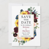 Waterverf Mixed Floral Gold Lijst Foto Terug Save The Date (Voorkant)