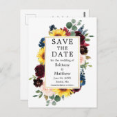 Waterverf Mixed Floral Gold Lijst Save the Date Briefkaart (Voorkant / Achterkant)