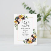 Waterverf Mixed Floral Gold Lijst Save the Date Briefkaart (Staand voorkant)