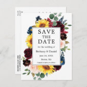 Waterverf Mixed Floral Lijst Bewaar de datum Aankondigingskaart (Voorkant / Achterkant)