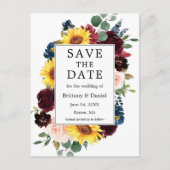 Waterverf Mixed Floral Lijst Bewaar de datum Aankondigingskaart (Voorkant)