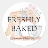 Waterverf Mixer Bakery Business Freshly Bked Cla Ronde Sticker (Voorkant)