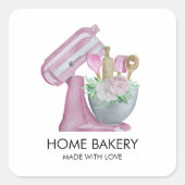 Waterverf Mixer en Bloemen Bakken Vierkante Sticker (Voorkant)