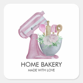 Waterverf Mixer en Bloemen Bakken Vierkante Sticker