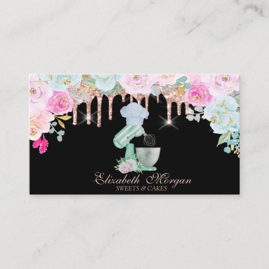 Waterverf Mixer Flowers Roos Gold Drivers Bakery Visitekaartje (Voorkant)