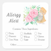 Waterverf Mixer met Rozen Bakkerij Allergie Alert Vierkante Sticker (Voorkant)