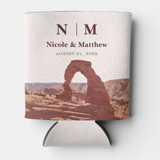 Waterverf Moab Arches Park Utah Bruiloft Blikjeskoeler (Voorkant)