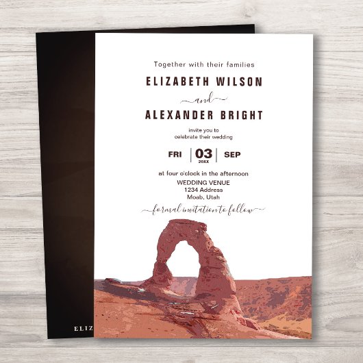 Waterverf Moab Arches Park Utah bruiloft uitnodigi Kaart
