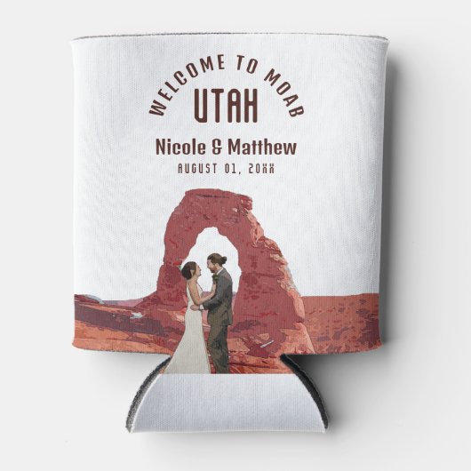 Waterverf Moab Arches Park Utah Bruiloft Welkom Blikjeskoeler (Voorkant)