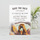 Waterverf Moab Arches Park Utah Save the Date Kaart (Staand voorkant)