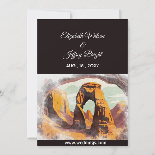 Waterverf Moab Arches Park Utah Save the Date Kaart (Achterkant)