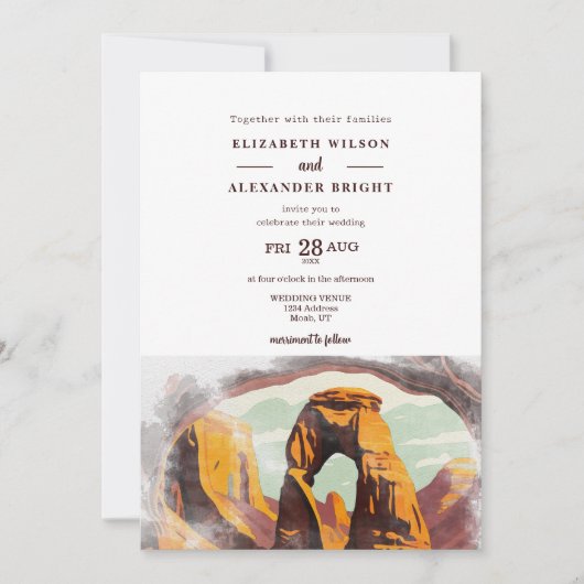 Waterverf Moab Arches Park Utah Save the Date Kaart (Voorkant)