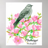 Waterverf Mockingbird State Bird of Mississippi Poster (Voorkant)