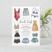 Waterverf Mode Beach Bash Vrijgezellenfeest Kaart (Staand voorkant)