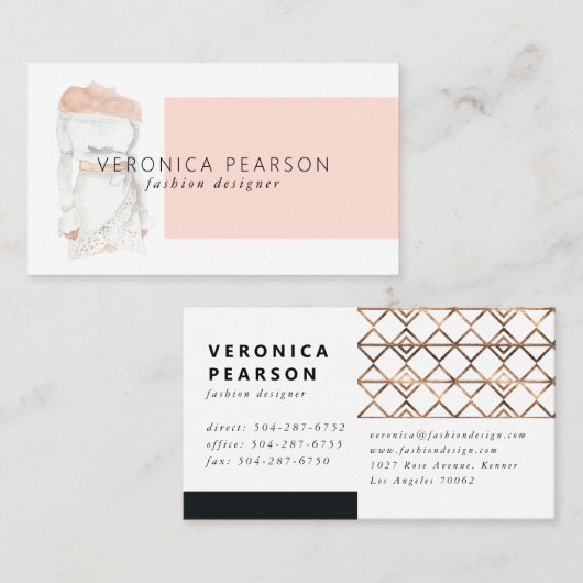 Waterverf Mode Design Illustration Business Visitekaartje (Voorkant / Achterkant)