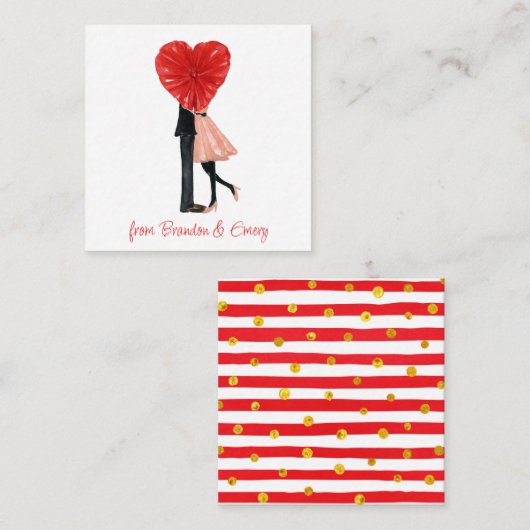 Waterverf Mode Gift Enclosure Girl Couple Notitiekaartje (Voorkant / Achterkant)