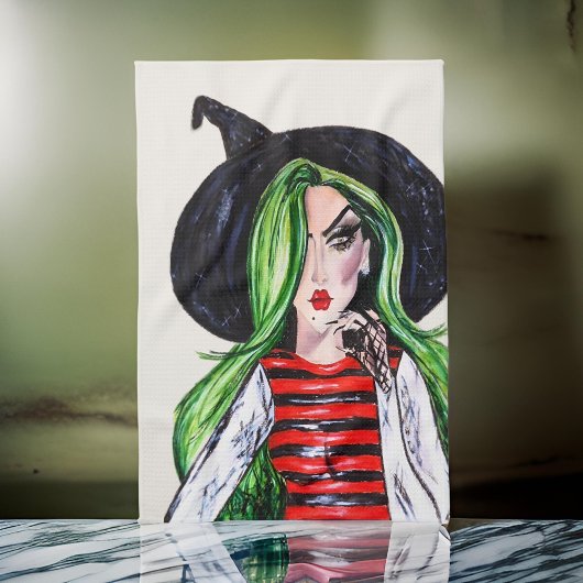 Waterverf Mode Heks Halloween Theedoek