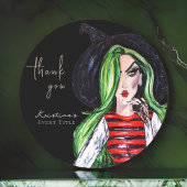 Waterverf Mode Heks Zwart Bedankt Ronde Sticker