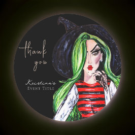 Waterverf Mode Heks Zwart Dank Je Ronde Sticker